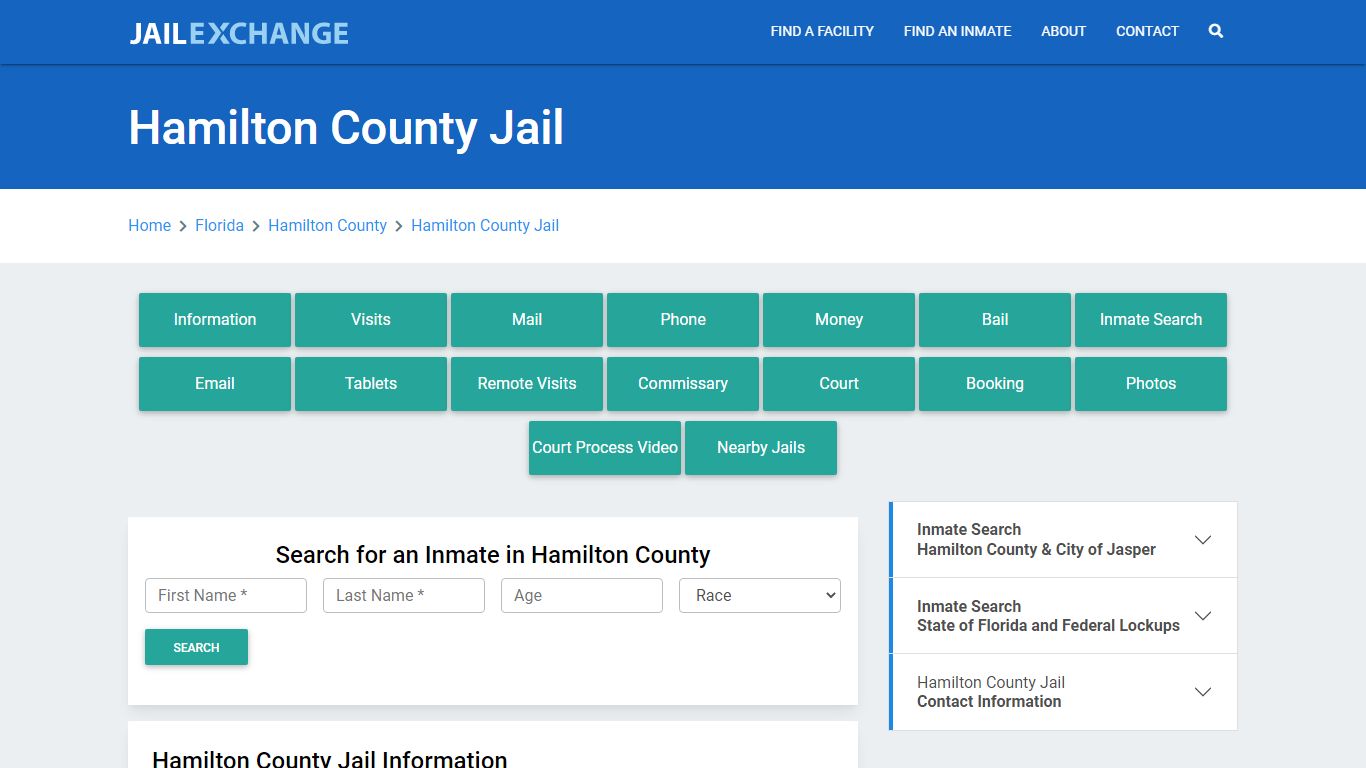 Hamilton County Jail Roster Lookup, FL, Inmate Search