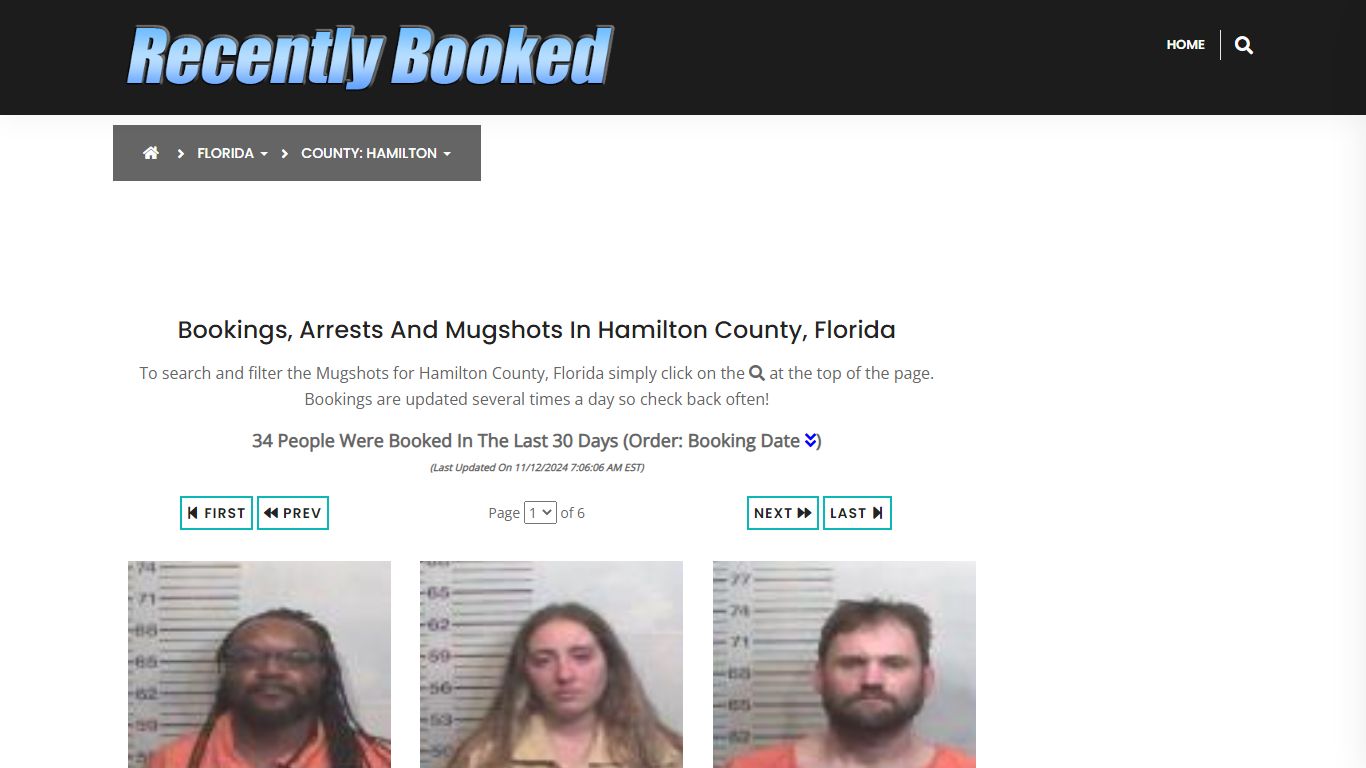 Recent bookings, Arrests, Mugshots in Hamilton County, Florida