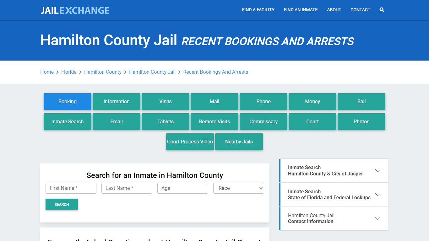 Hamilton County Jail FL Recent Arrests and Bookings - Jail Exchange